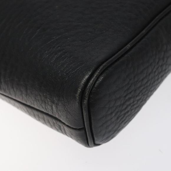 Burberrys Clutch Bag Leather Black Auth bs25815